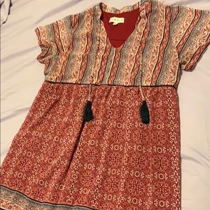 Patterned short sleeve casual dress